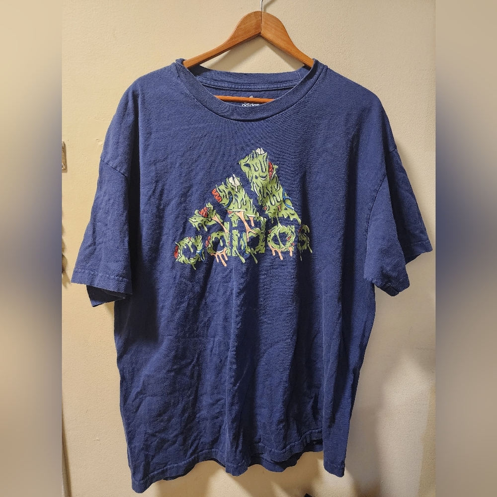 Adidas Blue Tee with Vibrant Graphic